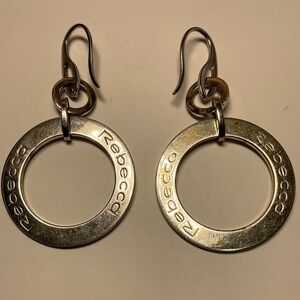 Vintage Sterling Silver Rebecca Hoop Dangle Earrings. 2.25 inches long